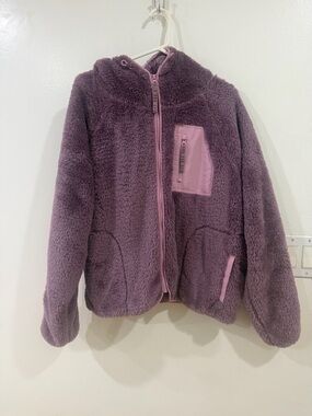 UGG Pink Plush Hooded Jacket with Branded Zip Pull
